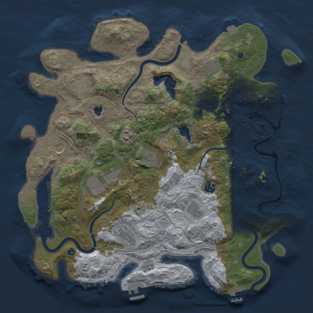 Rust Map: Procedural Map, Size: 4250, Seed: 1992315911, 16 Monuments