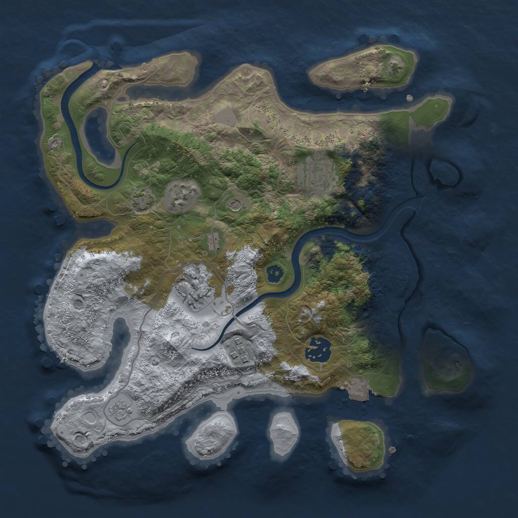 Rust Map: Procedural Map, Size: 3000, Seed: 1528818623, 8 Monuments