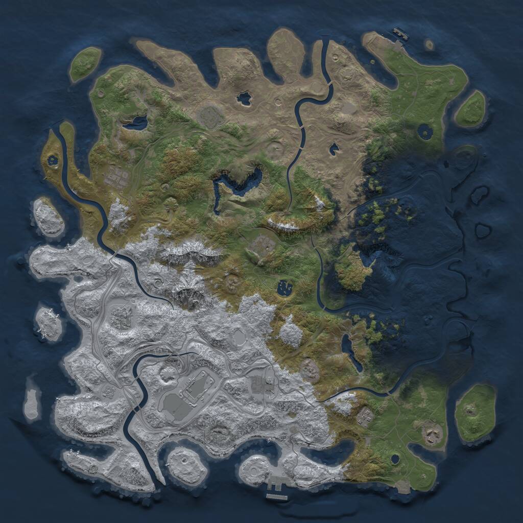 Rust Map: Procedural Map, Size: 5000, Seed: 5665, 15 Monuments