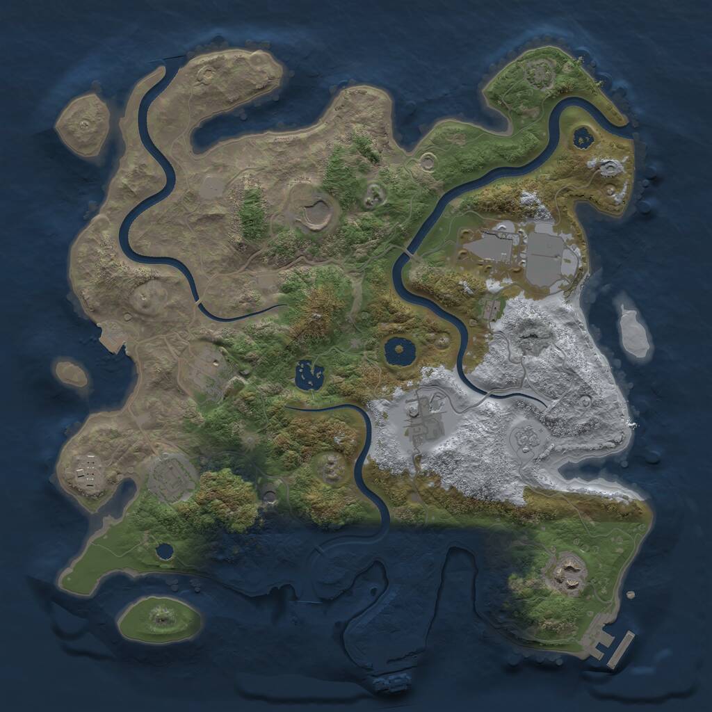Rust Map: Procedural Map, Size: 3500, Seed: 1818520215, 14 Monuments