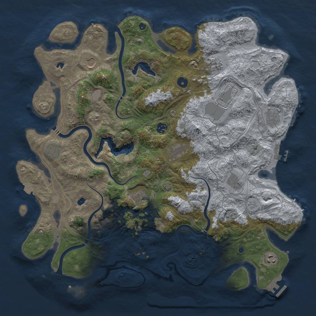 Rust Map: Procedural Map, Size: 4500, Seed: 1127512386, 17 Monuments