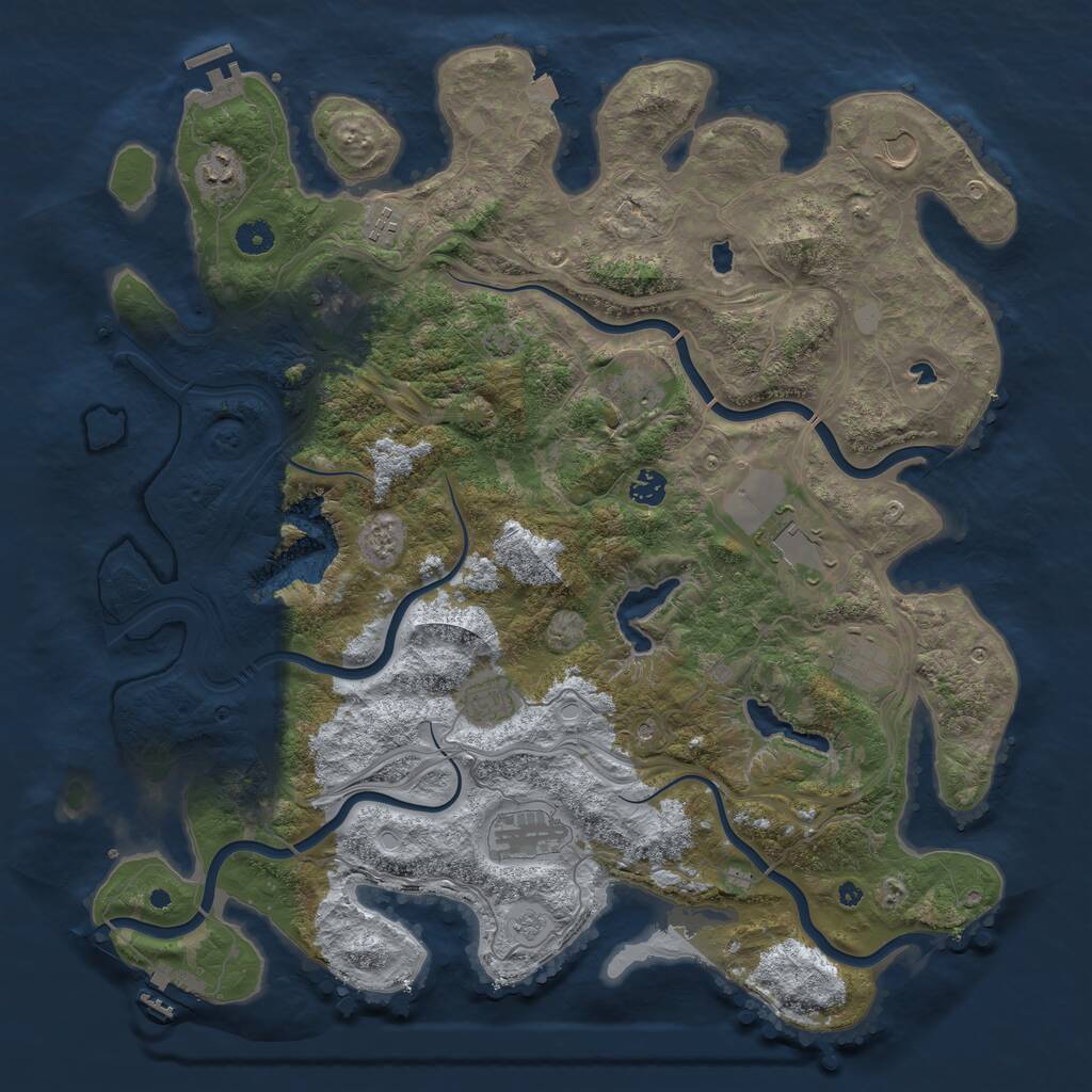 Rust Map: Procedural Map, Size: 4500, Seed: 971938822, 16 Monuments