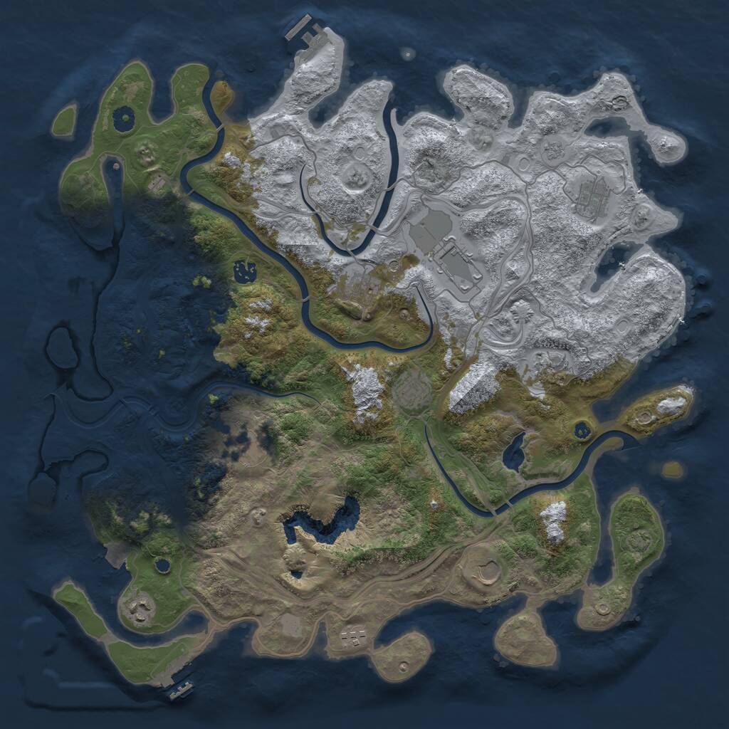 Rust Map: Procedural Map, Size: 4500, Seed: 7429103, 16 Monuments
