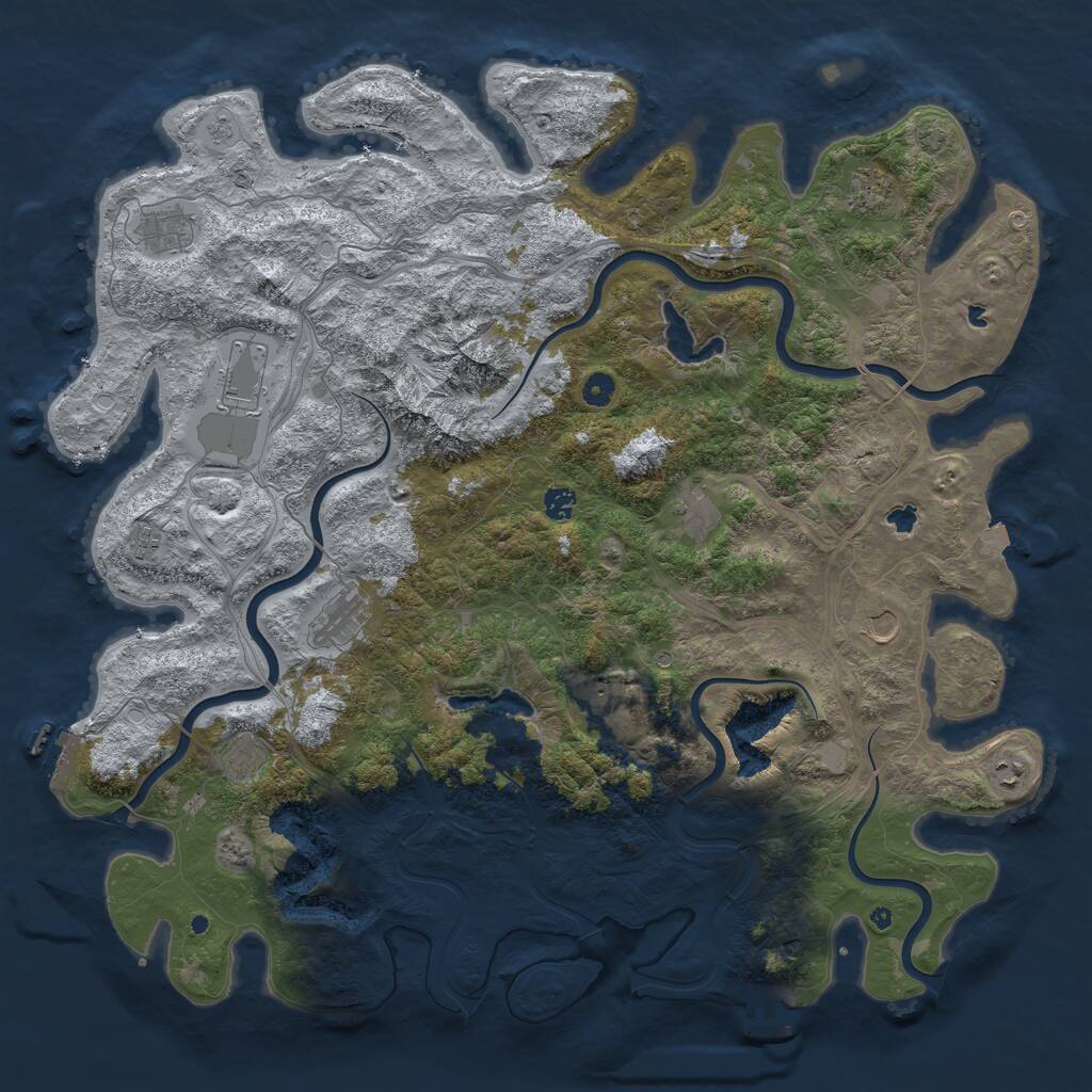 Rust Map: Procedural Map, Size: 5000, Seed: 37785843, 17 Monuments