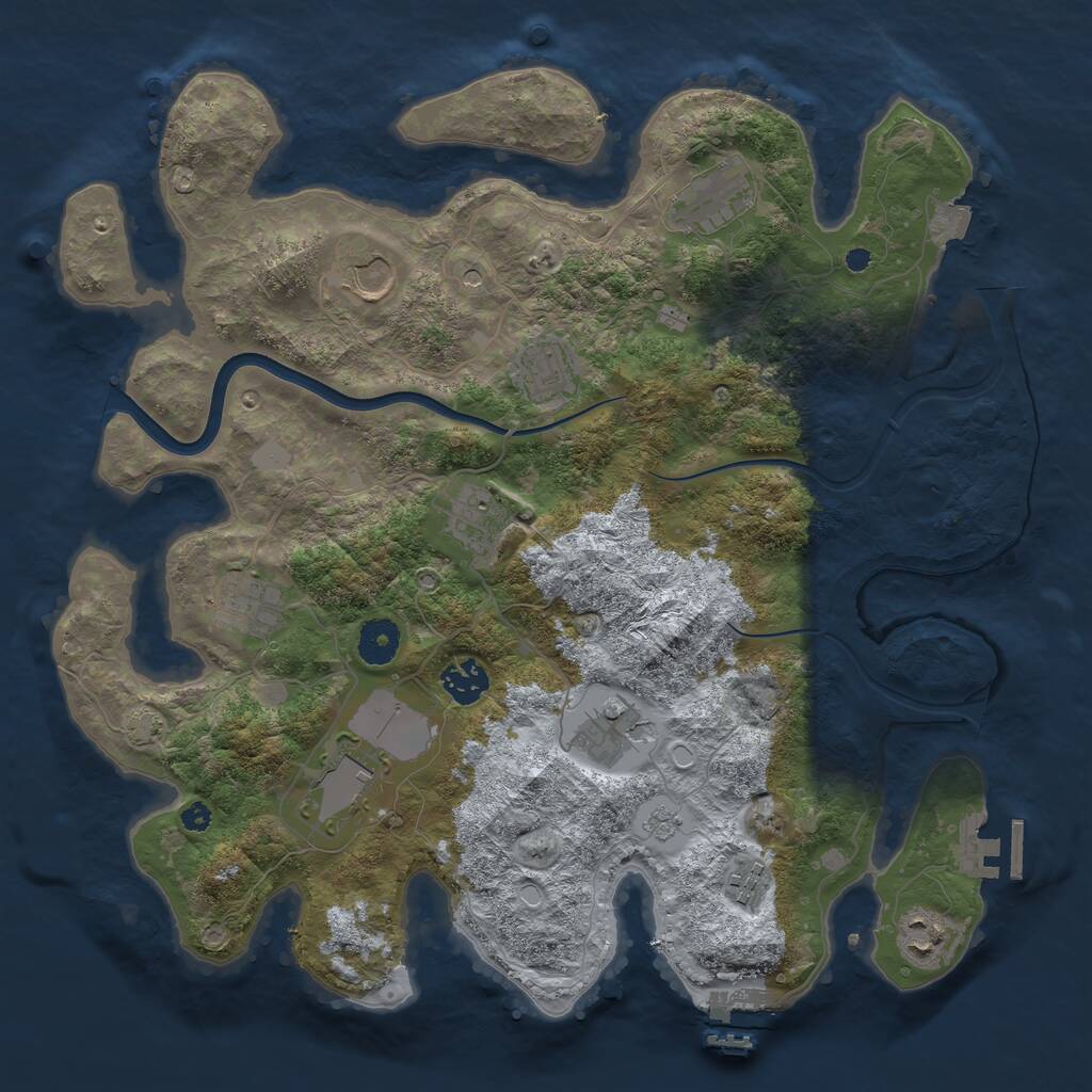 Rust Map: Procedural Map, Size: 3700, Seed: 1988017988, 16 Monuments
