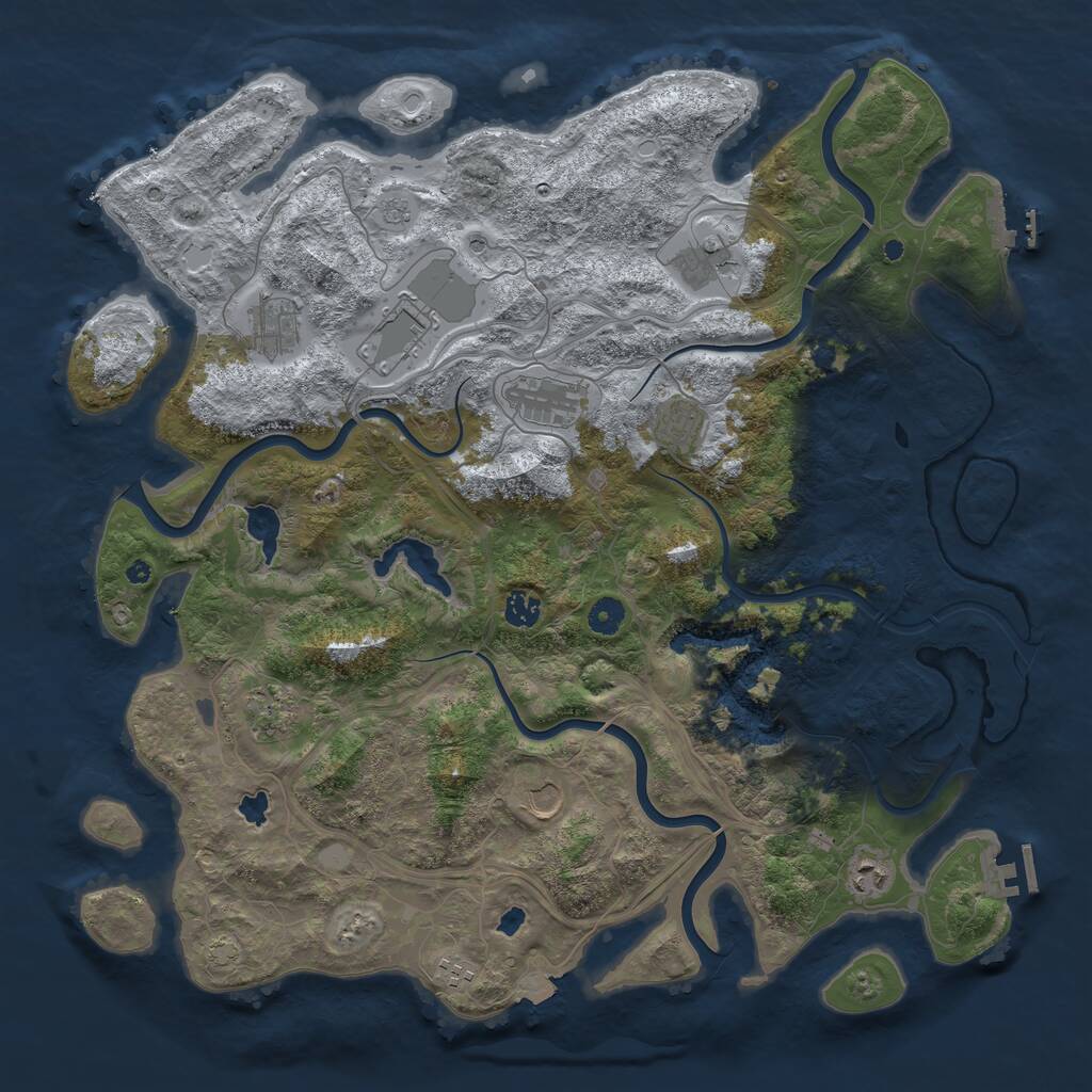 Rust Map: Procedural Map, Size: 4500, Seed: 765218034, 16 Monuments
