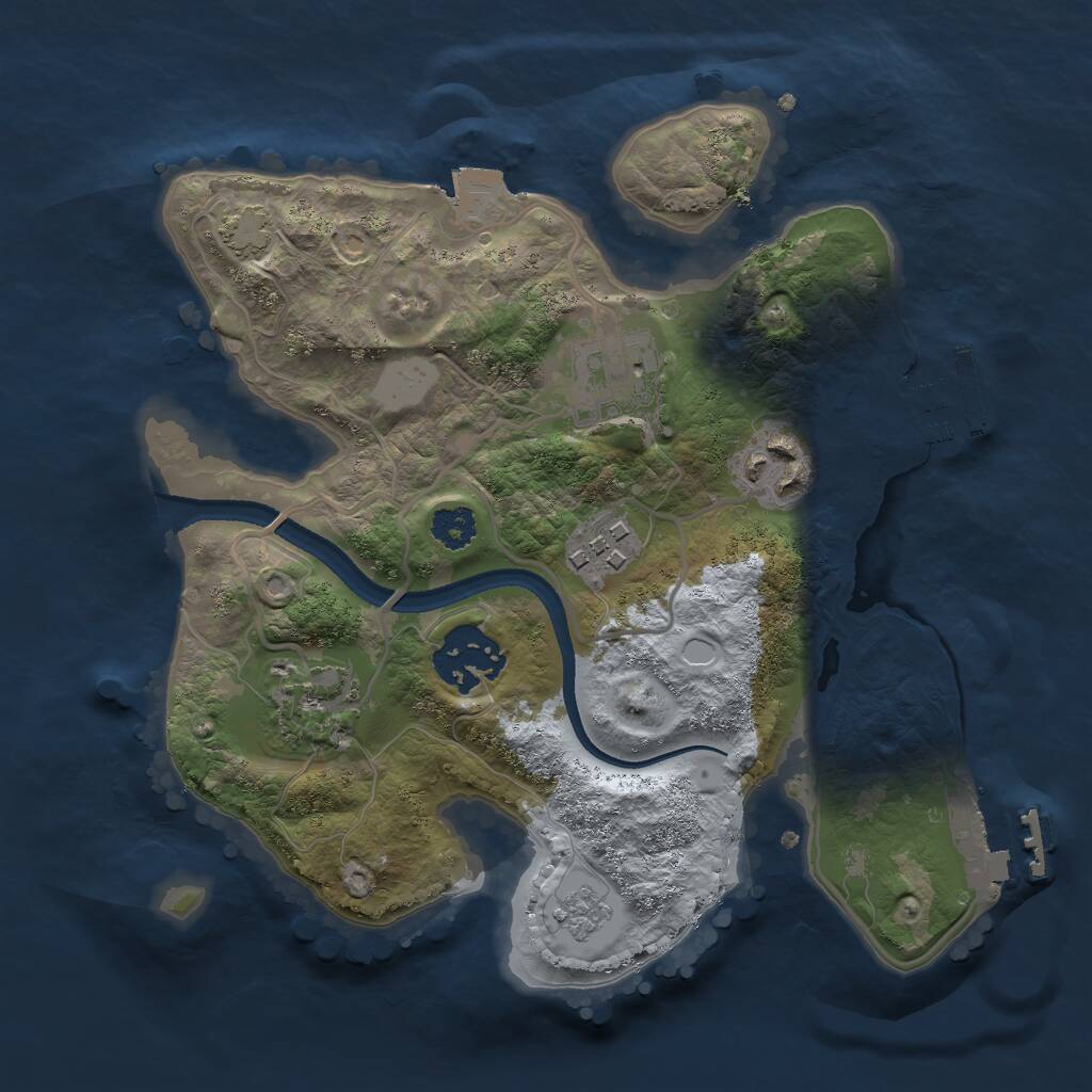 Rust Map: Procedural Map, Size: 2500, Seed: 1349716477, 10 Monuments