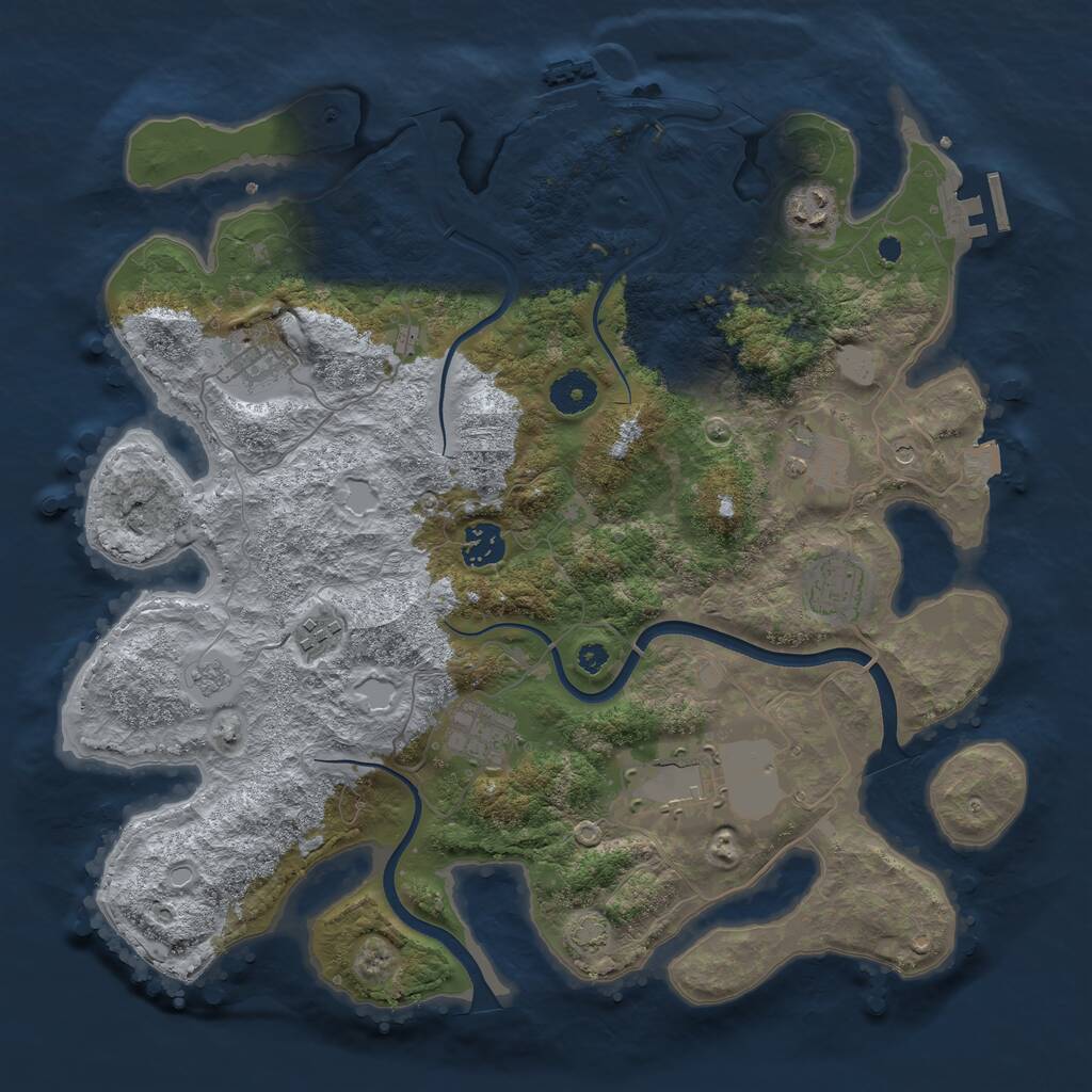 Rust Map: Procedural Map, Size: 3700, Seed: 92721, 14 Monuments