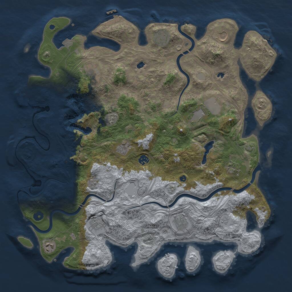 Rust Map: Procedural Map, Size: 4500, Seed: 616851651, 17 Monuments