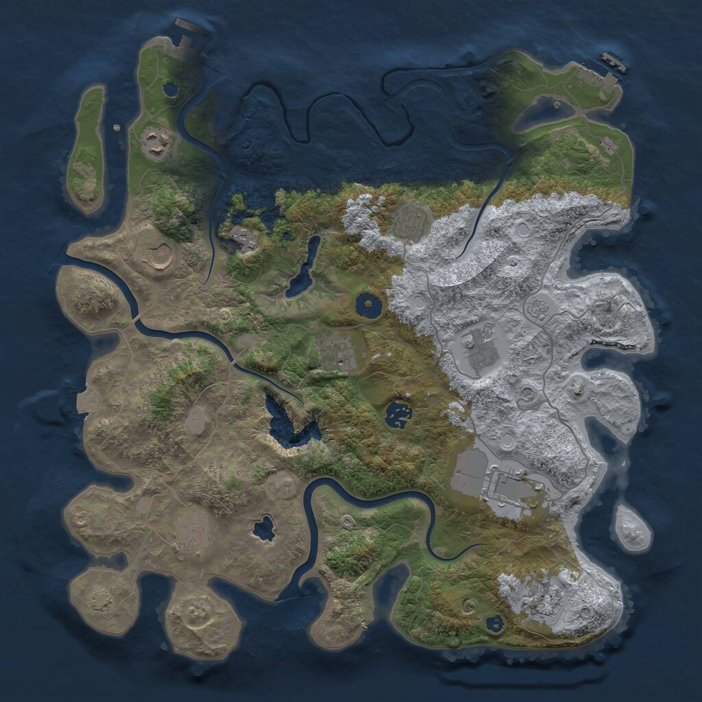 Rust Map: Procedural Map, Size: 4000, Seed: 19645, 16 Monuments