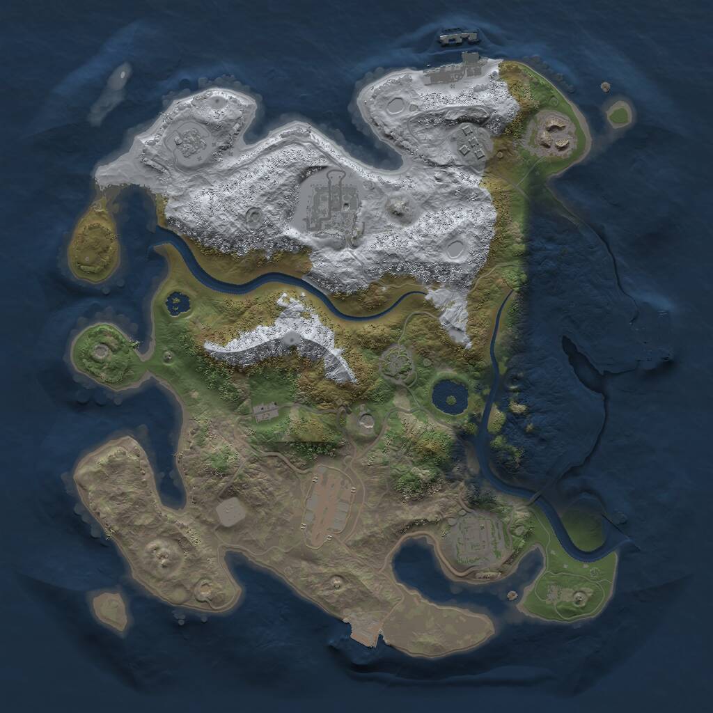 Rust Map: Procedural Map, Size: 3000, Seed: 43222, 11 Monuments