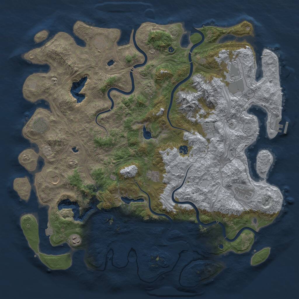 Rust Map: Procedural Map, Size: 5000, Seed: 745623808, 16 Monuments