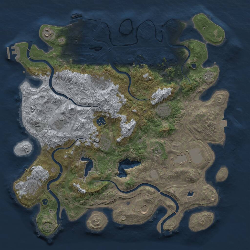 Rust Map: Procedural Map, Size: 4250, Seed: 1958057728, 17 Monuments