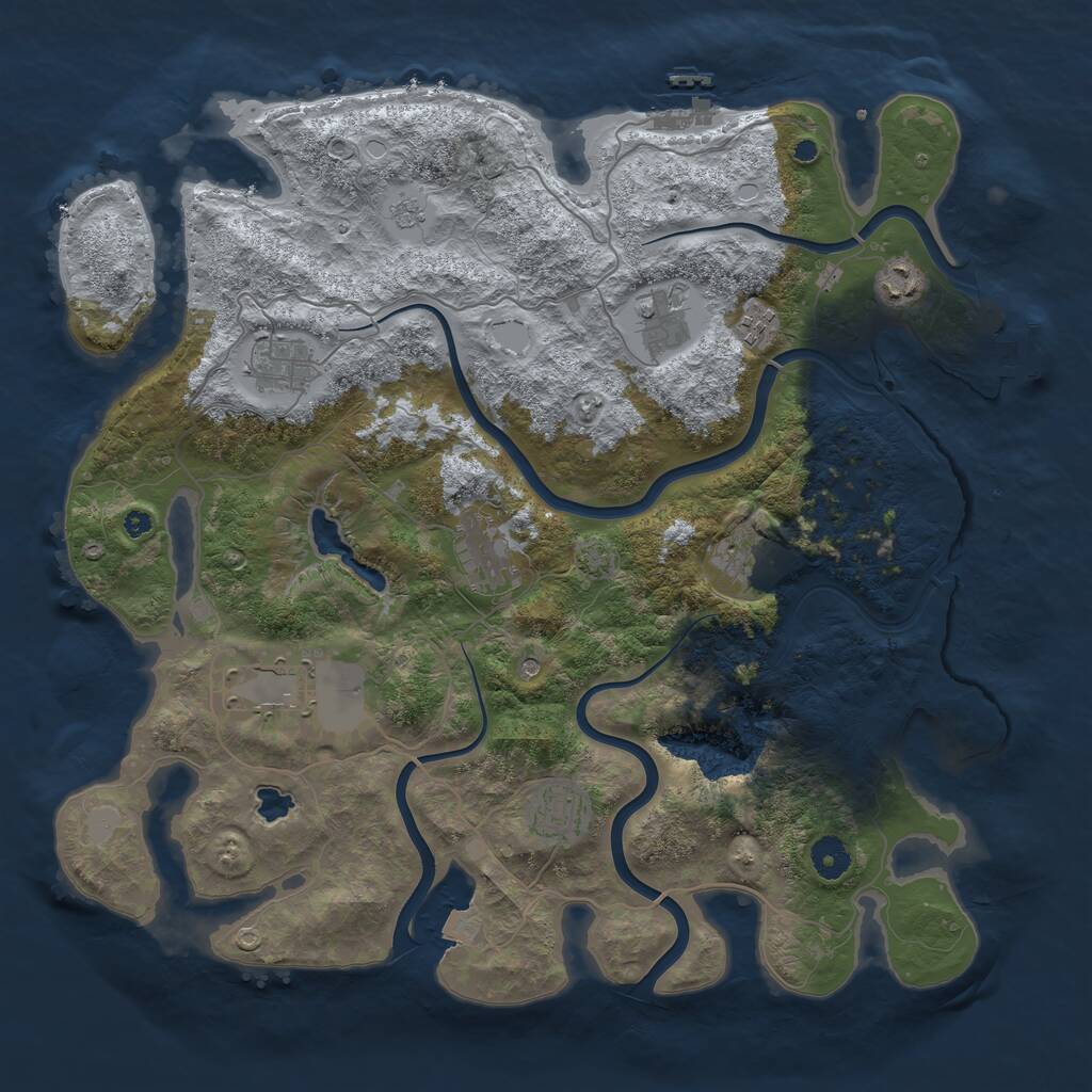 Rust Map: Procedural Map, Size: 4050, Seed: 1365047817, 14 Monuments