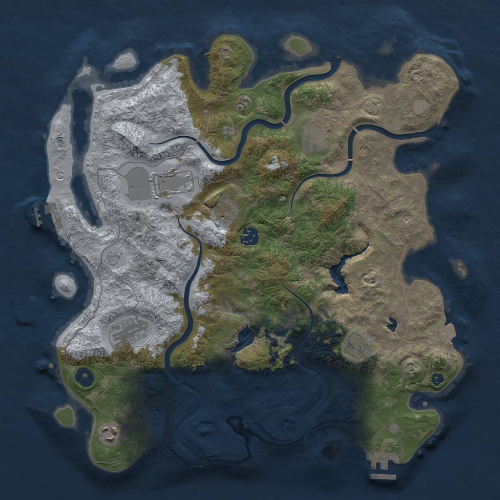 Rust Map: Procedural Map, Size: 4000, Seed: 34700, 14 Monuments