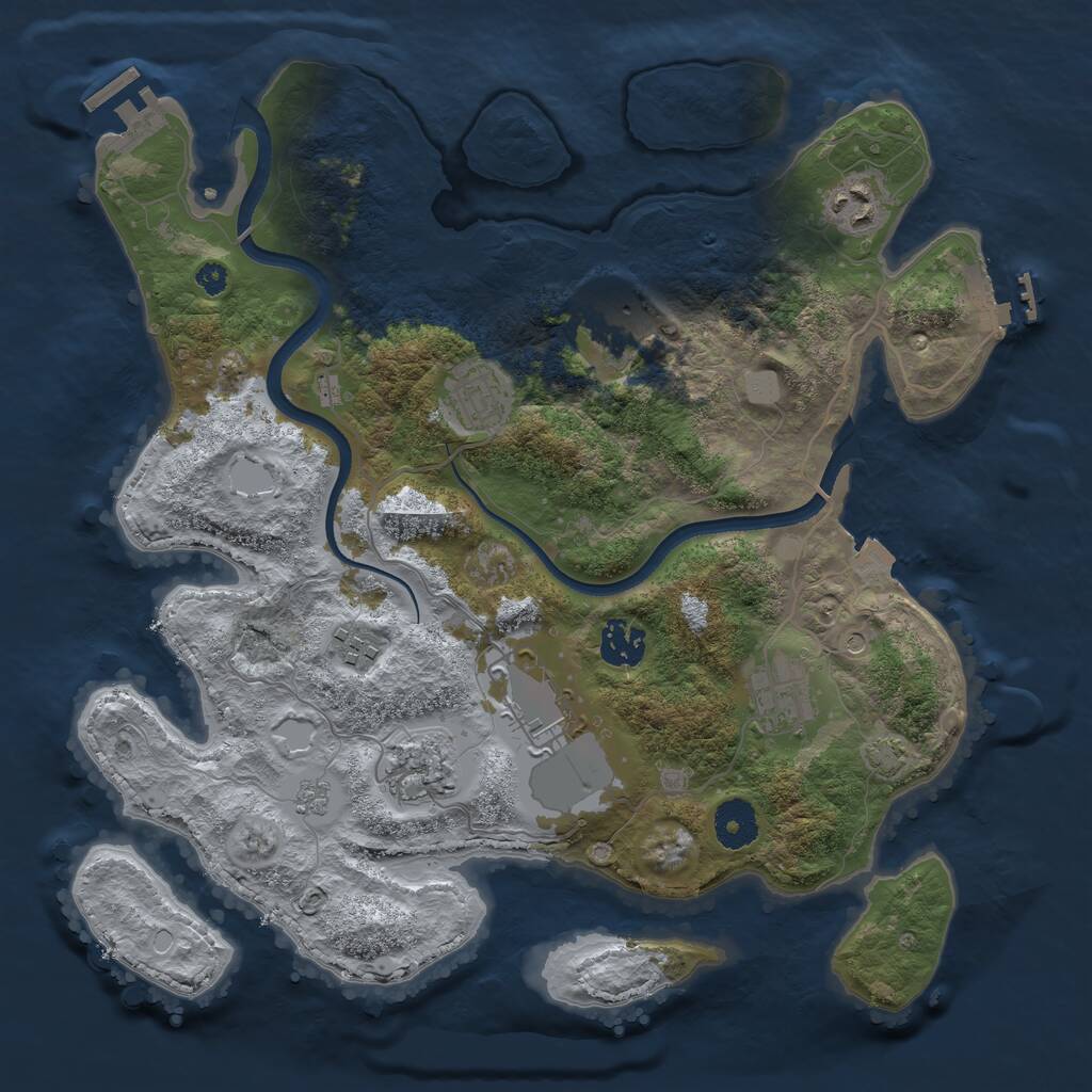 Rust Map: Procedural Map, Size: 3500, Seed: 2081390270, 14 Monuments