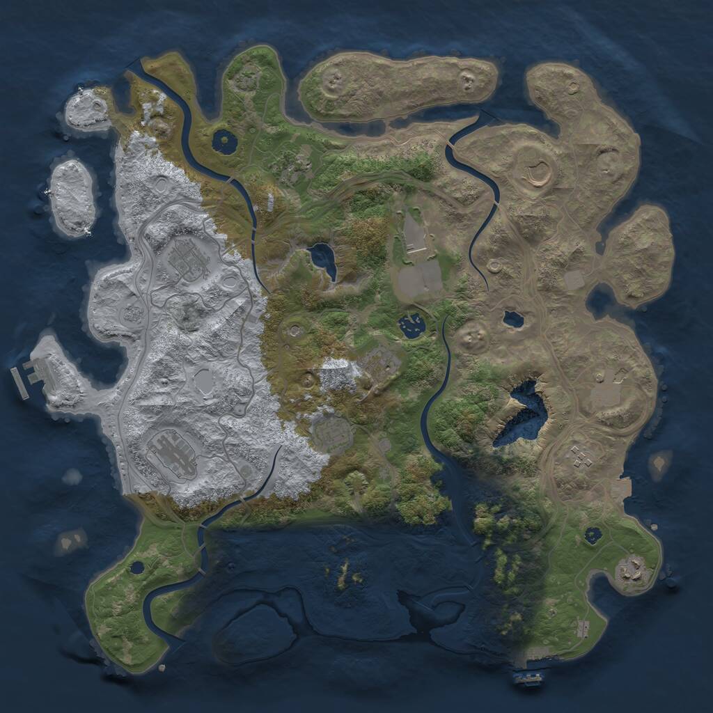 Rust Map: Procedural Map, Size: 4250, Seed: 1878389228, 17 Monuments