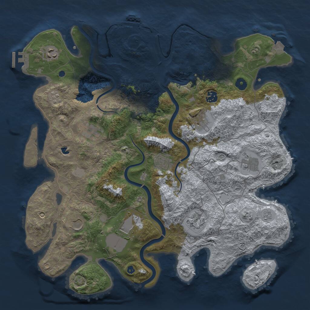 Rust Map: Procedural Map, Size: 4000, Seed: 185508131, 16 Monuments