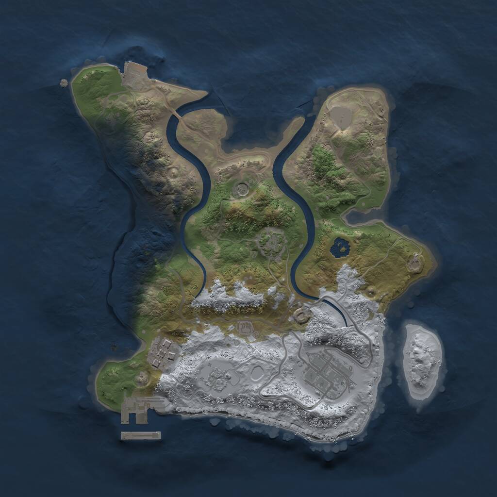 Rust Map: Procedural Map, Size: 2500, Seed: 276176096, 7 Monuments