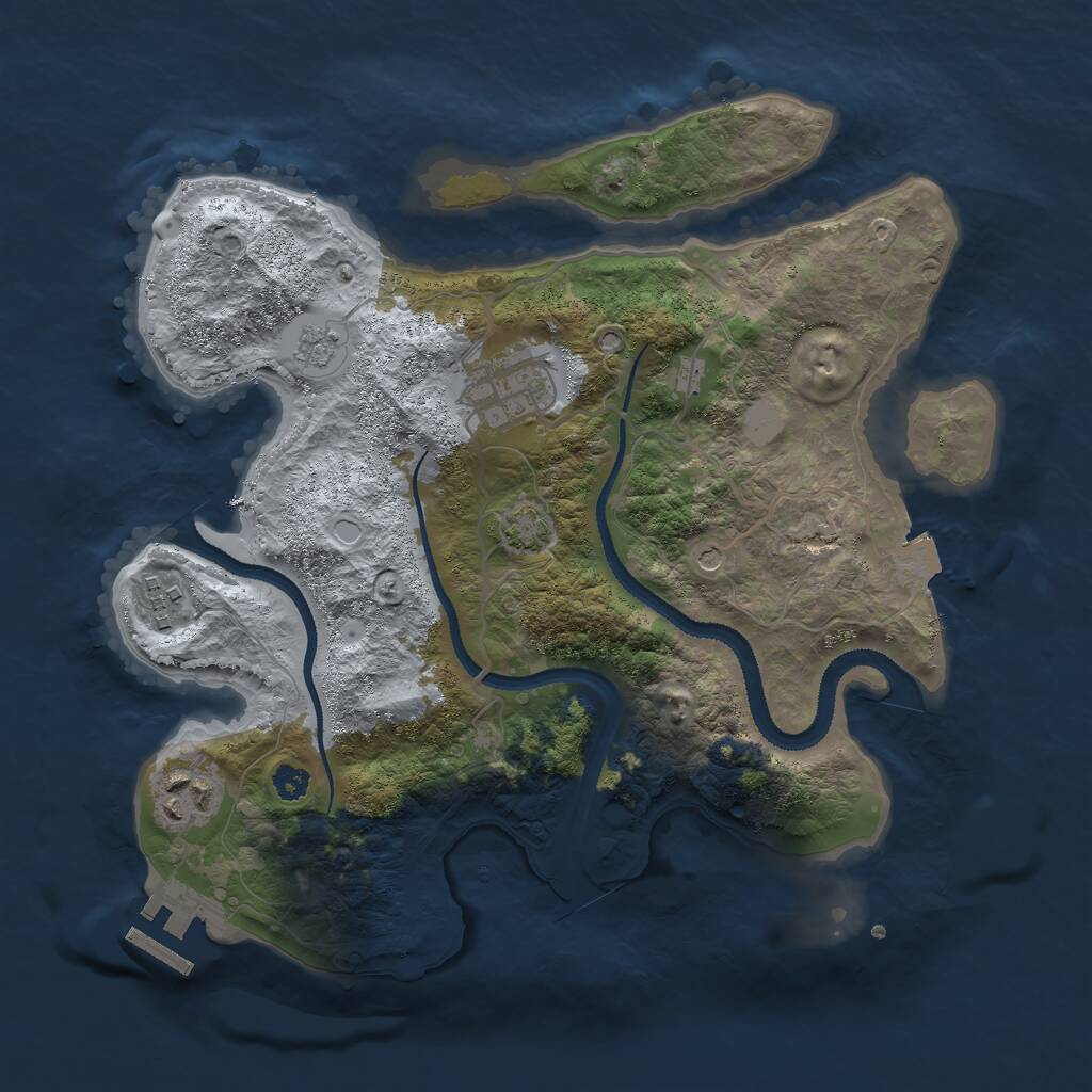 Rust Map: Procedural Map, Size: 3000, Seed: 394593, 8 Monuments