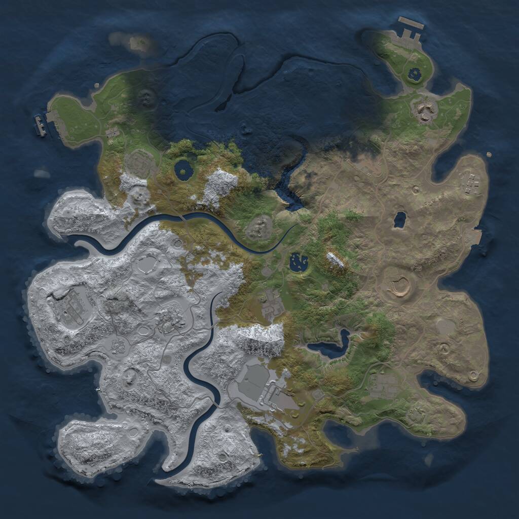 Rust Map: Procedural Map, Size: 4000, Seed: 7758, 17 Monuments