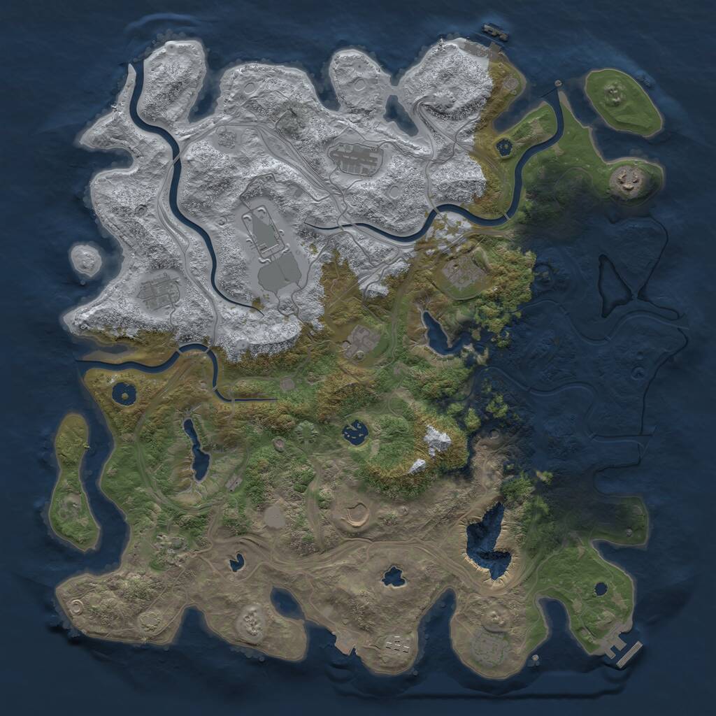 Rust Map: Procedural Map, Size: 4500, Seed: 536582073, 17 Monuments