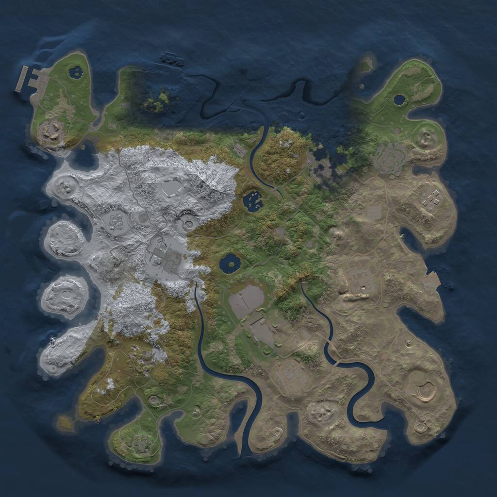 Rust Map: Procedural Map, Size: 3700, Seed: 626446703, 17 Monuments