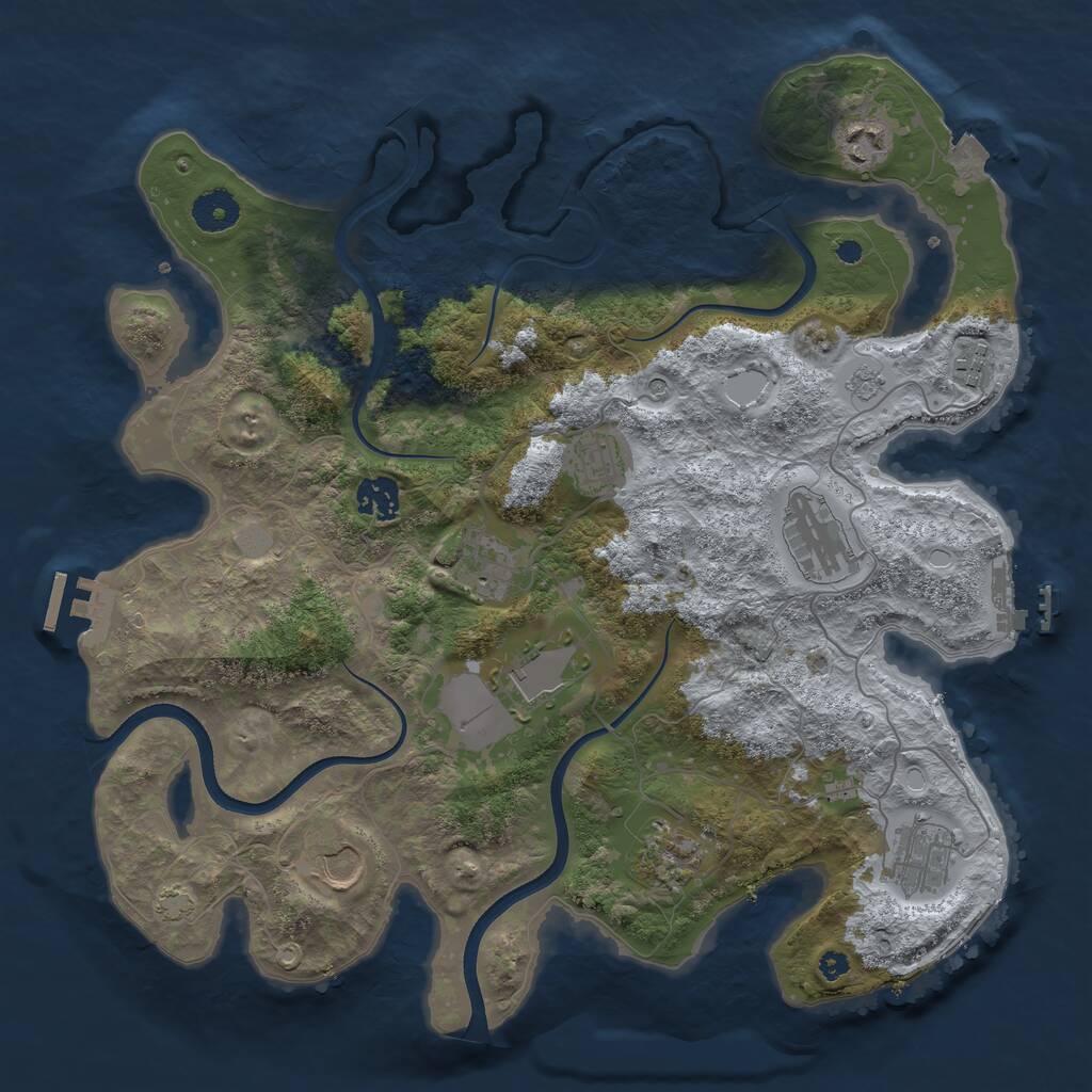 Rust Map: Procedural Map, Size: 3700, Seed: 533127565, 16 Monuments