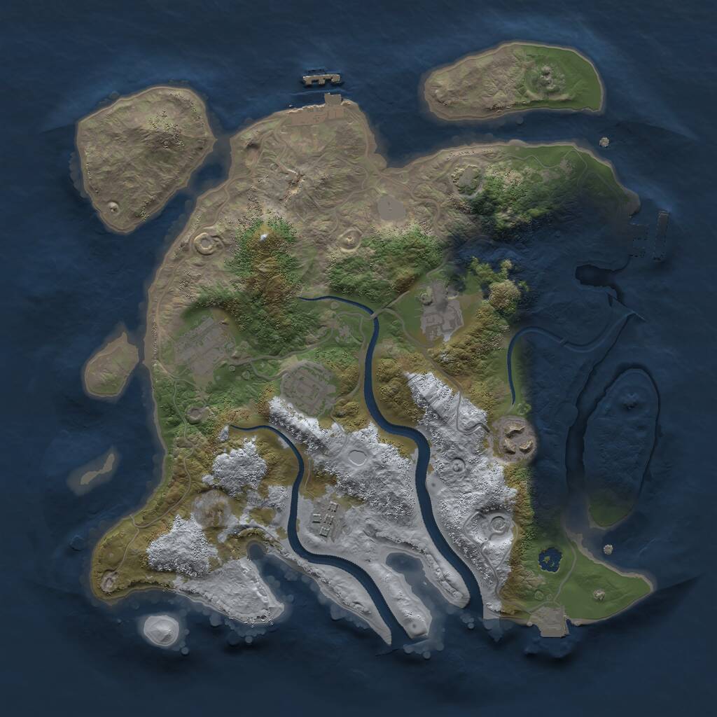 Rust Map: Procedural Map, Size: 3000, Seed: 2031302303, 10 Monuments