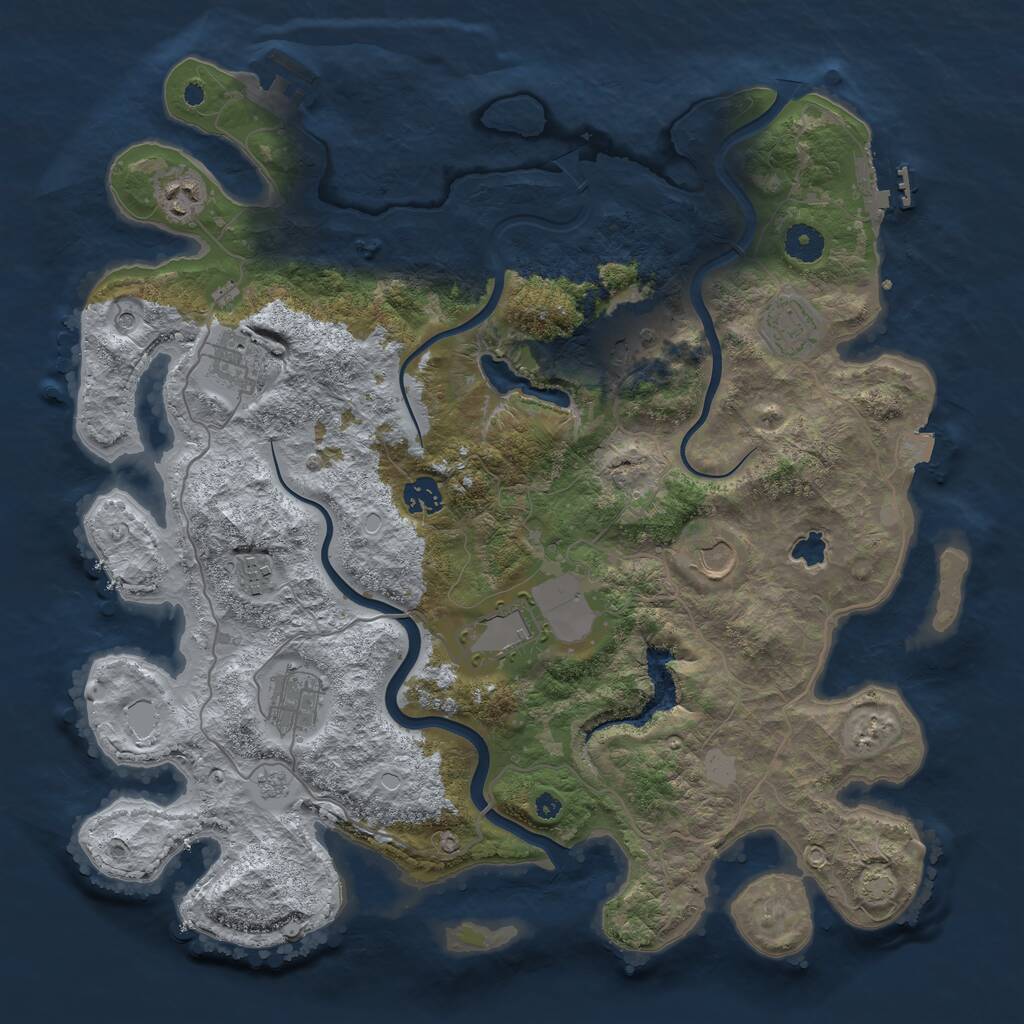 Rust Map: Procedural Map, Size: 4000, Seed: 1856201453, 15 Monuments