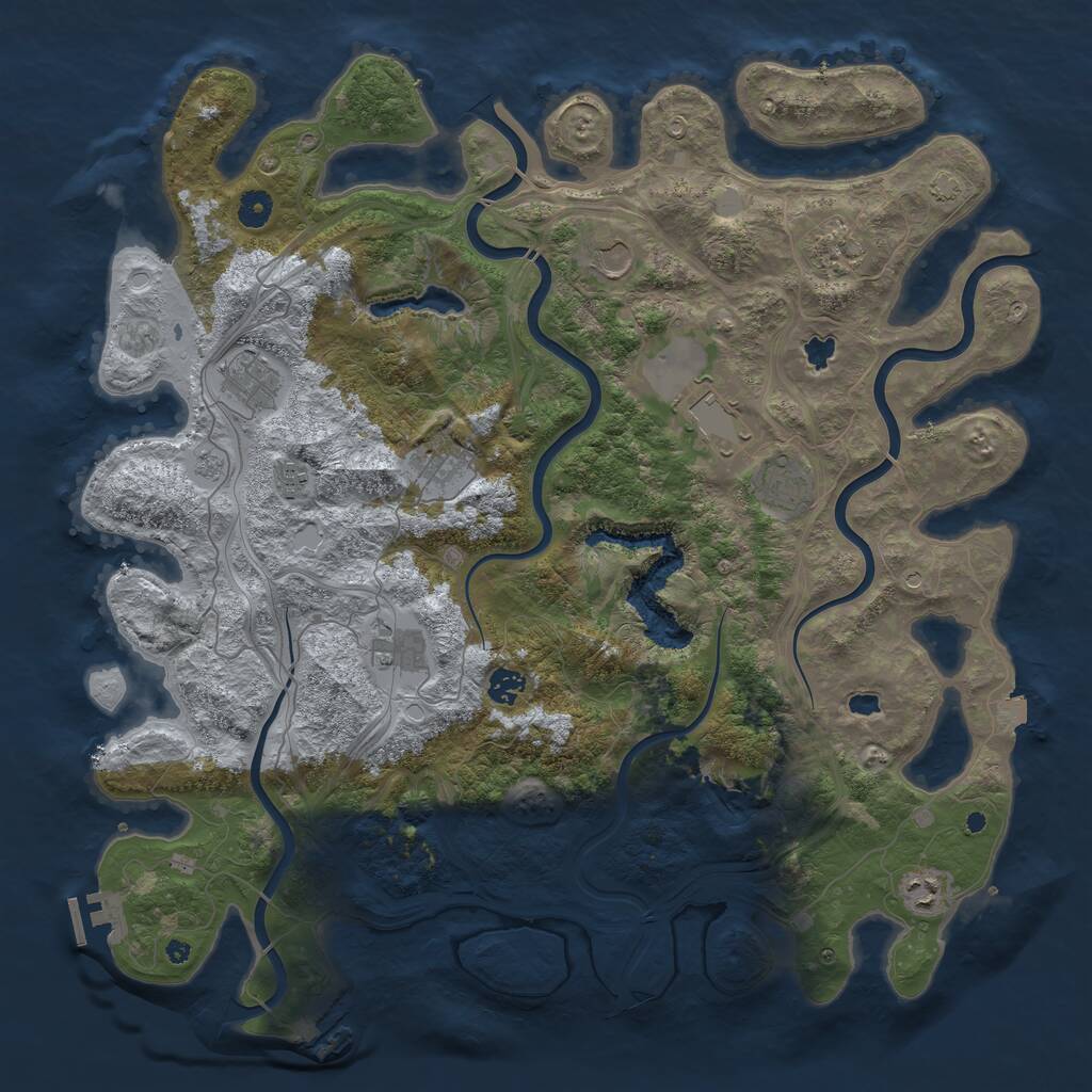Rust Map: Procedural Map, Size: 4500, Seed: 956431, 16 Monuments