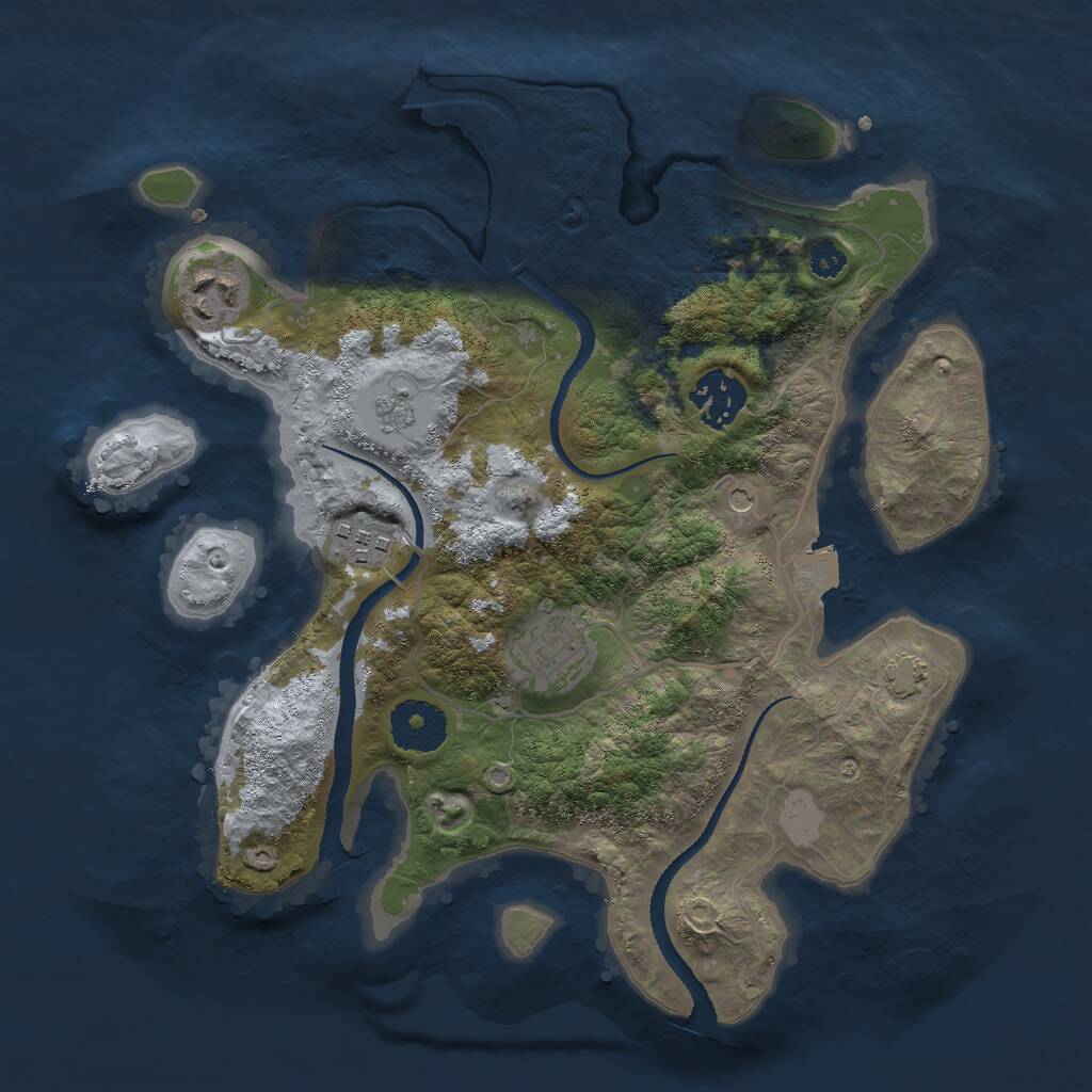 Rust Map: Procedural Map, Size: 3000, Seed: 66233, 8 Monuments
