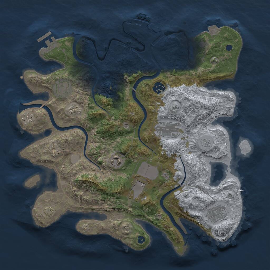 Rust Map: Procedural Map, Size: 3500, Seed: 49719087, 13 Monuments
