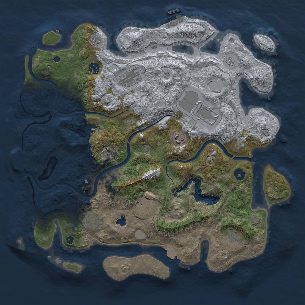 Rust Map: Procedural Map, Size: 4000, Seed: 1593769614, 14 Monuments