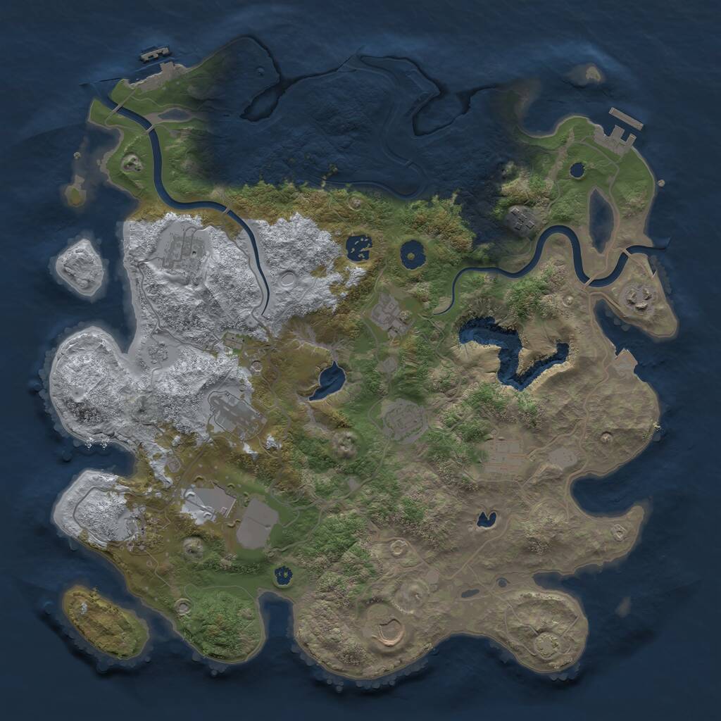 Rust Map: Procedural Map, Size: 4000, Seed: 258784605, 17 Monuments