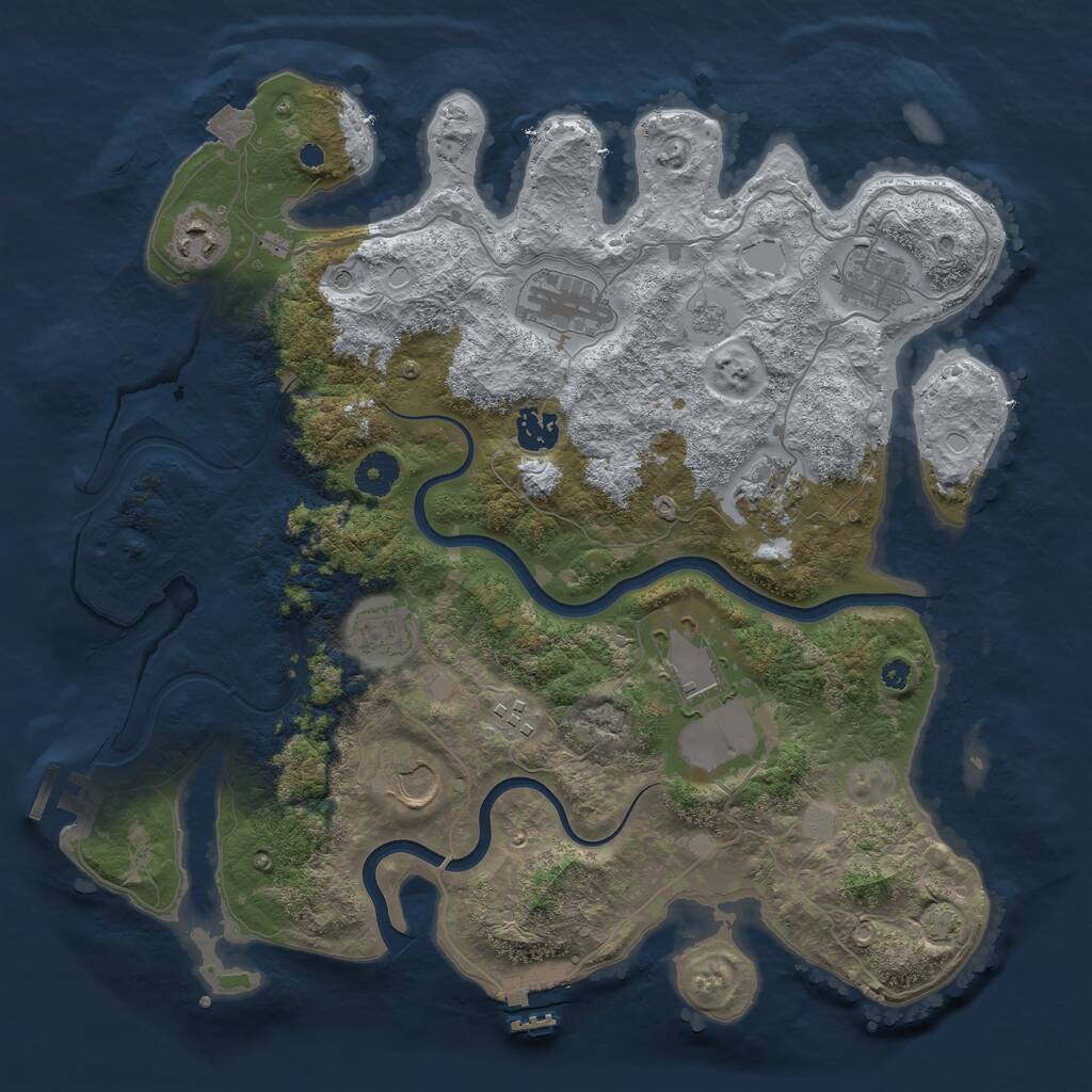 Rust Map: Procedural Map, Size: 3750, Seed: 1046047693, 15 Monuments