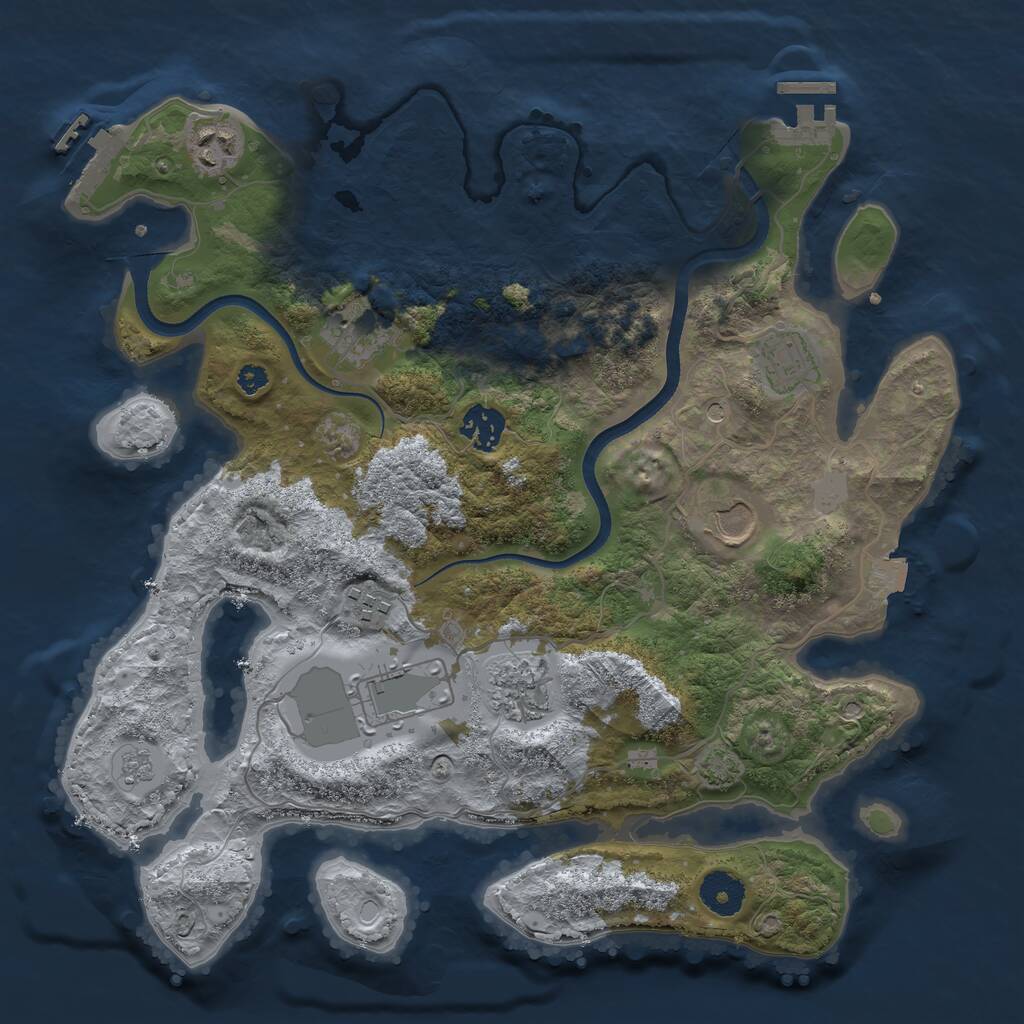 Rust Map: Procedural Map, Size: 3500, Seed: 1747082051, 14 Monuments