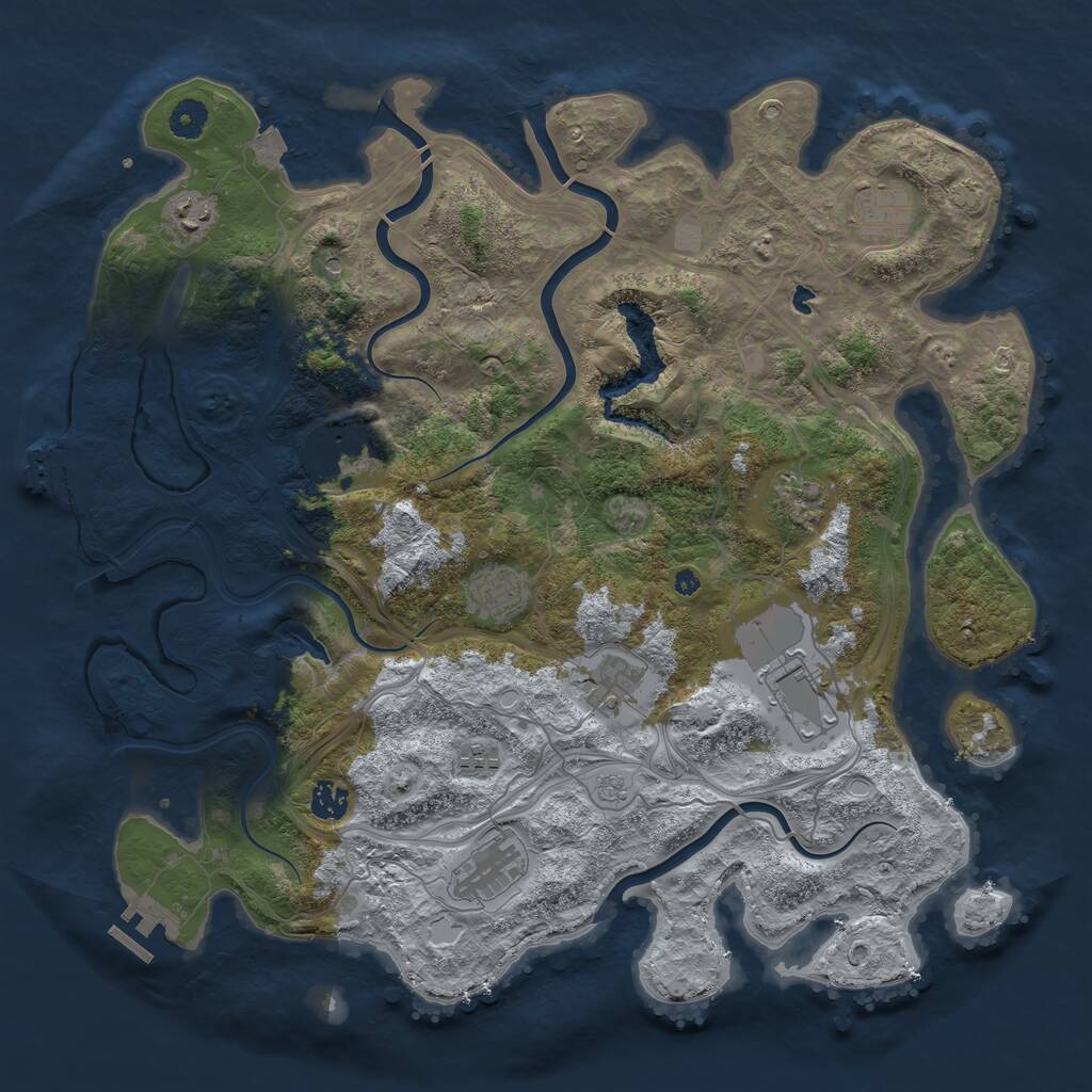 Rust Map: Procedural Map, Size: 4250, Seed: 1104767222, 16 Monuments