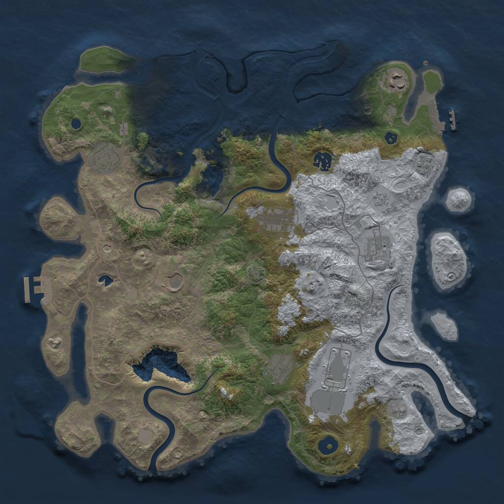 Rust Map: Procedural Map, Size: 4000, Seed: 1600665171, 15 Monuments