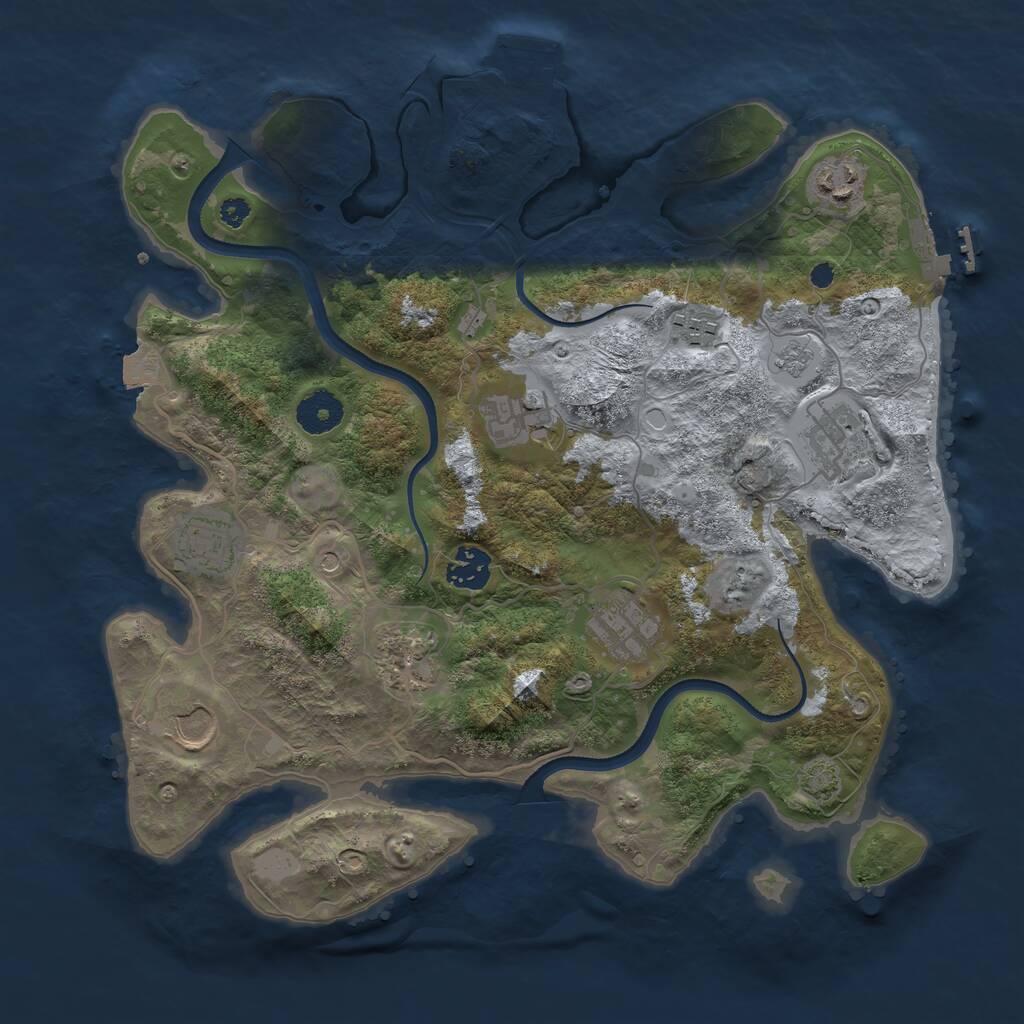 Rust Map: Procedural Map, Size: 3500, Seed: 1539149503, 15 Monuments