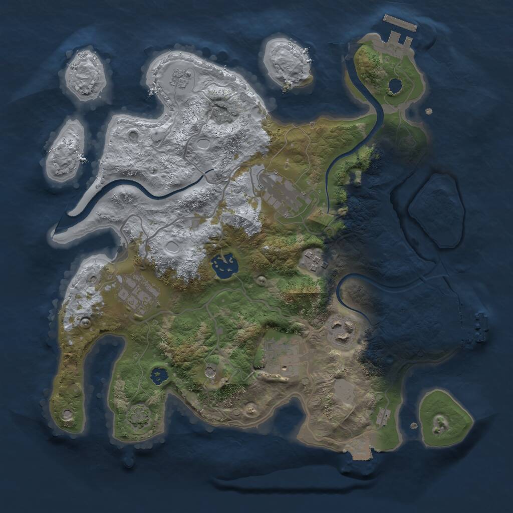 Rust Map: Procedural Map, Size: 3000, Seed: 2109681216, 12 Monuments