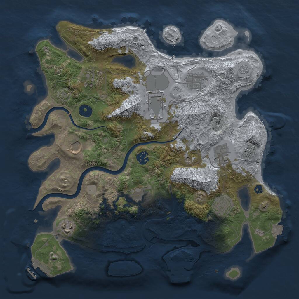 Rust Map: Procedural Map, Size: 3500, Seed: 1827634, 16 Monuments