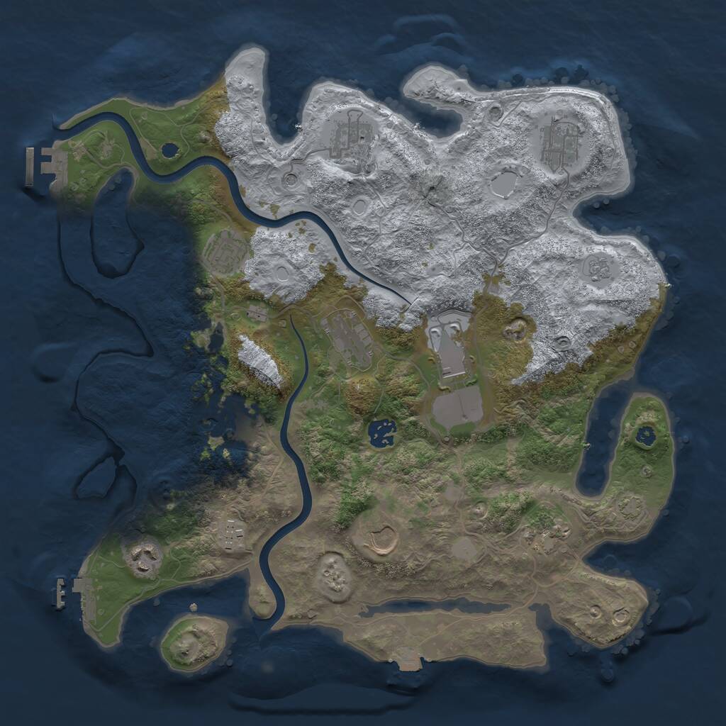 Rust Map: Procedural Map, Size: 3750, Seed: 544368277, 17 Monuments