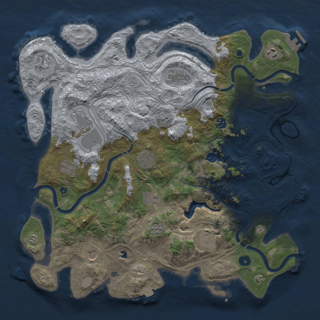 Rust Map: Procedural Map, Size: 4250, Seed: 1013984045, 17 Monuments