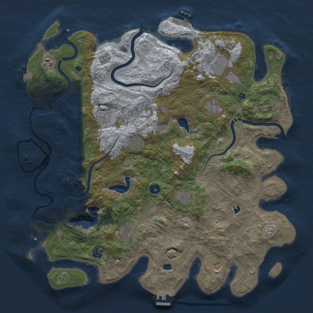 Rust Map: Procedural Map, Size: 4500, Seed: 1127512387, 17 Monuments