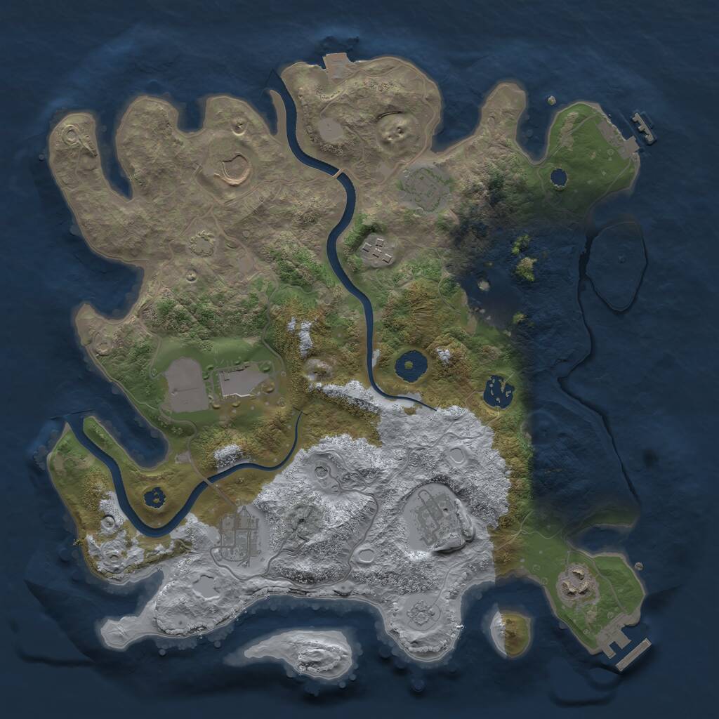 Rust Map: Procedural Map, Size: 3500, Seed: 12747, 15 Monuments