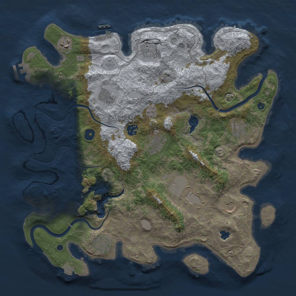 Rust Map: Procedural Map, Size: 4000, Seed: 1972780247, 16 Monuments