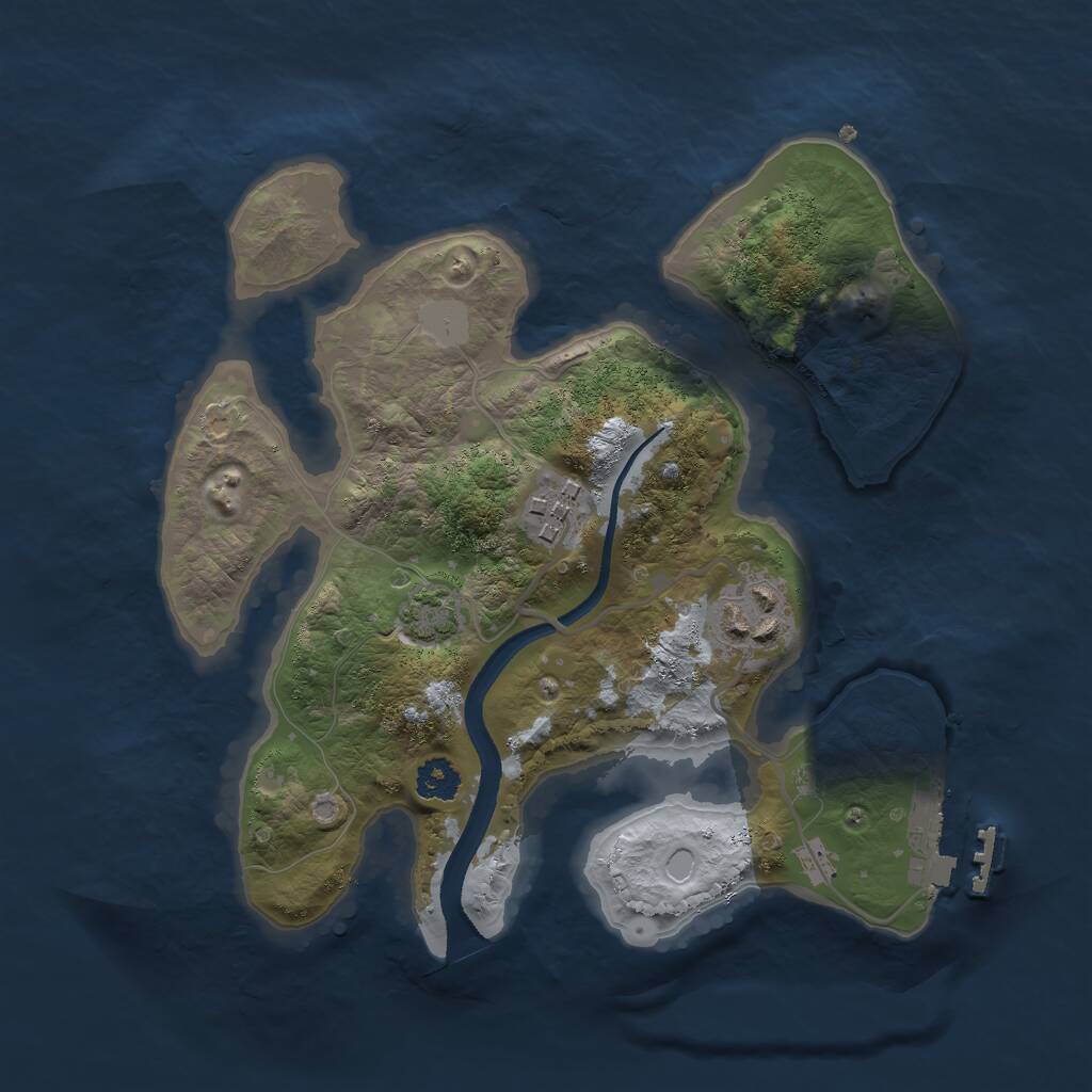 Rust Map: Procedural Map, Size: 2500, Seed: 1854086274, 5 Monuments