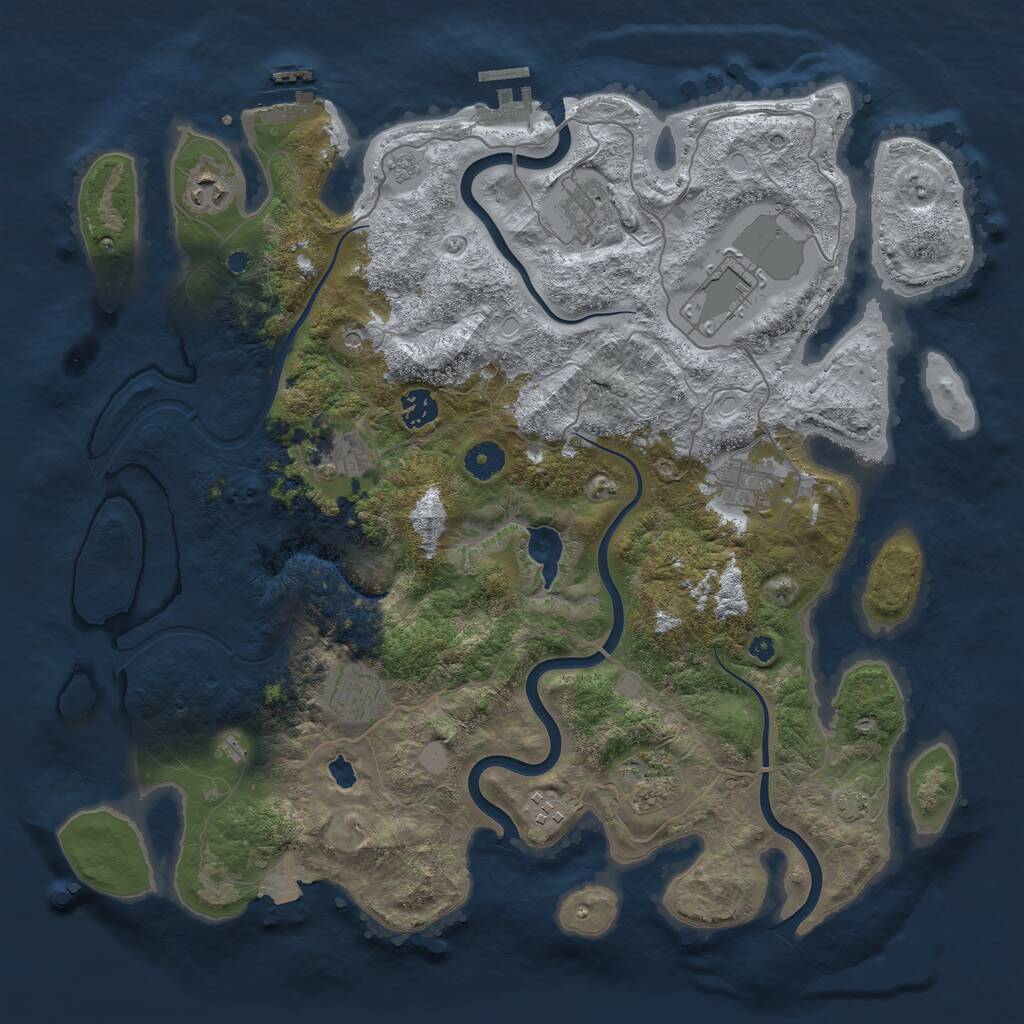 Rust Map: Procedural Map, Size: 4050, Seed: 1263408659, 15 Monuments
