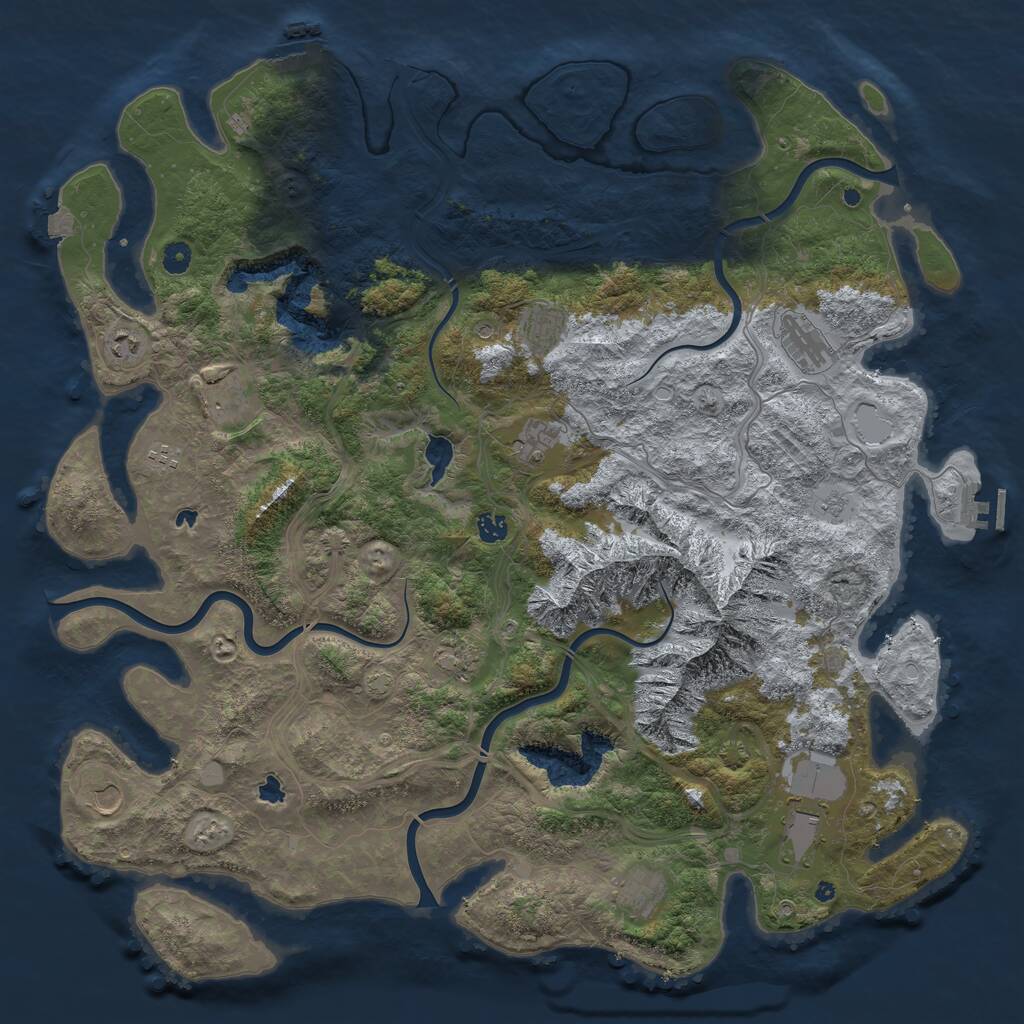 Rust Map: Procedural Map, Size: 5000, Seed: 570725905, 17 Monuments